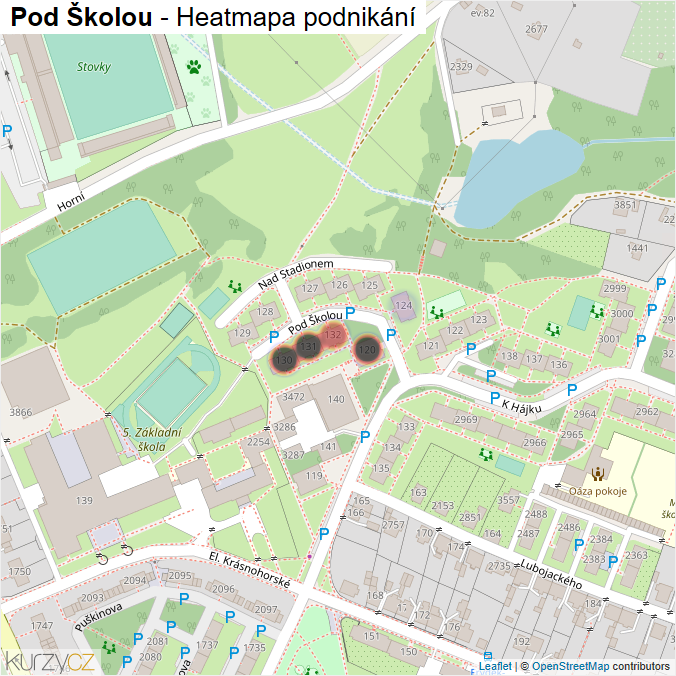 Mapa Pod Školou - Firmy v ulici.
