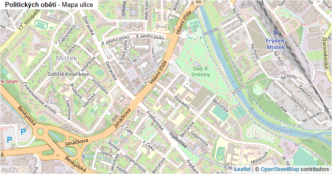 Politických obětí - mapa ulice