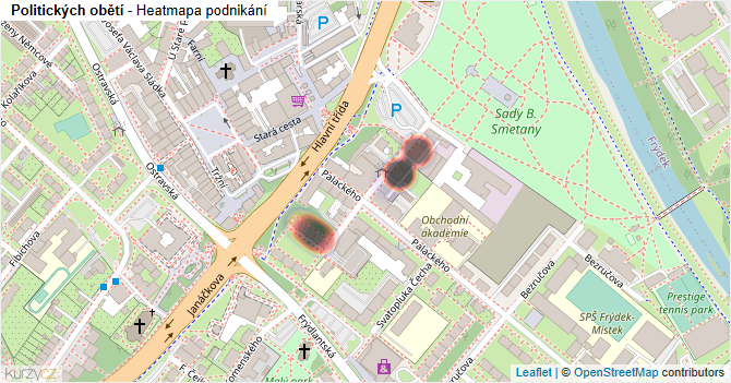 Politických obětí - mapa podnikání