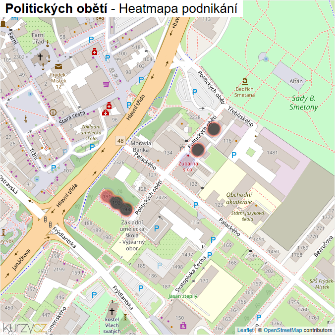 Mapa Politických obětí - Firmy v ulici.