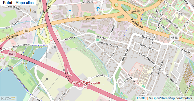Polní - mapa ulice