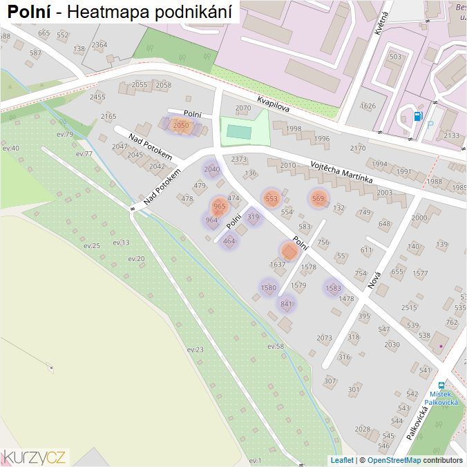 Mapa Polní - Firmy v ulici.