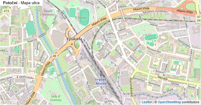 Potoční - mapa ulice