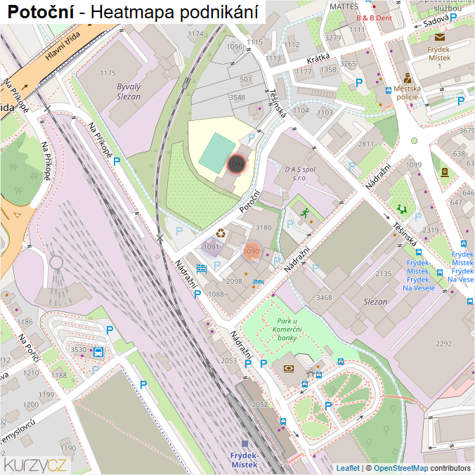 Mapa Potoční - Firmy v ulici.