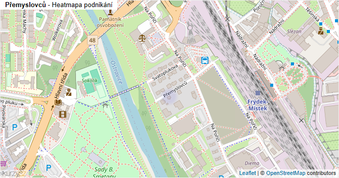 Přemyslovců - mapa podnikání