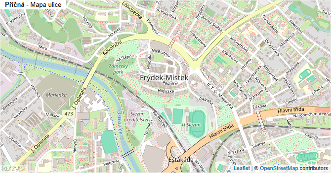 Příčná - mapa ulice