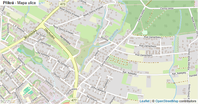 Příkrá - mapa ulice