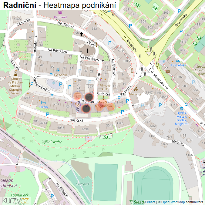 Mapa Radniční - Firmy v ulici.