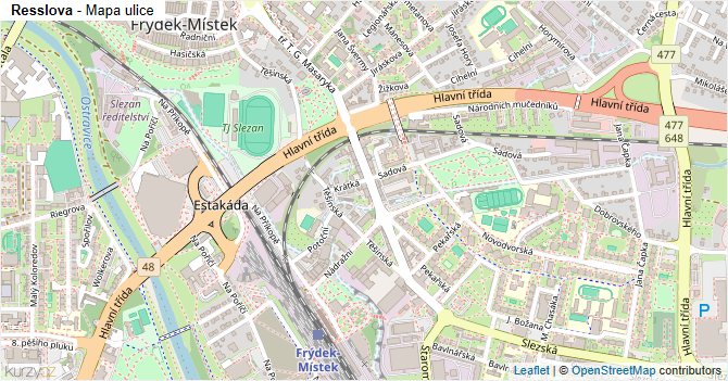 Resslova - mapa ulice