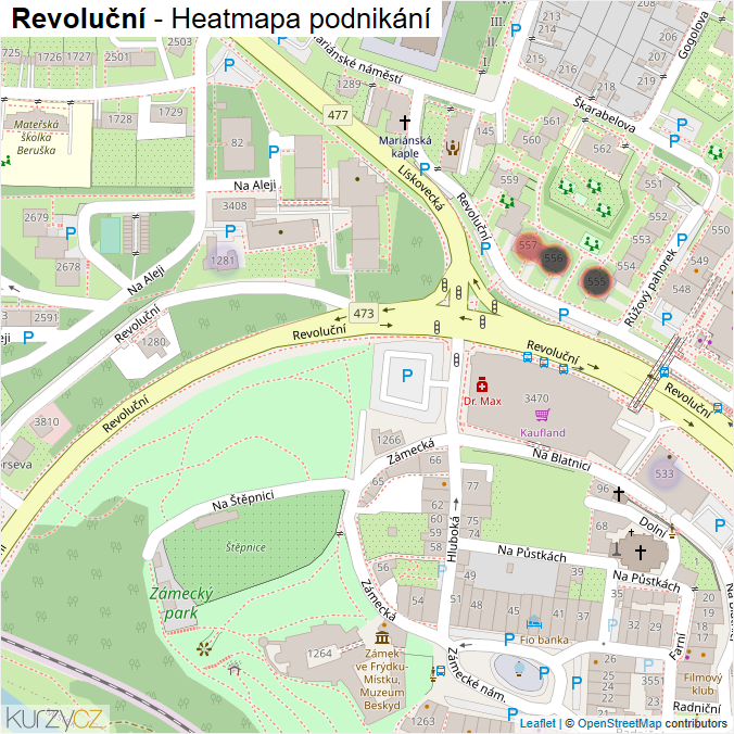 Mapa Revoluční - Firmy v ulici.