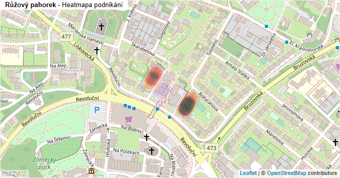 Růžový pahorek - mapa podnikání