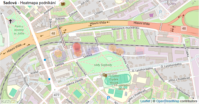 Sadová - mapa podnikání