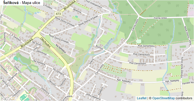 Šeříková - mapa ulice