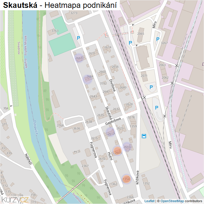 Mapa Skautská - Firmy v ulici.
