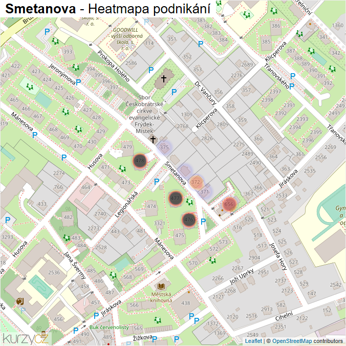 Mapa Smetanova - Firmy v ulici.