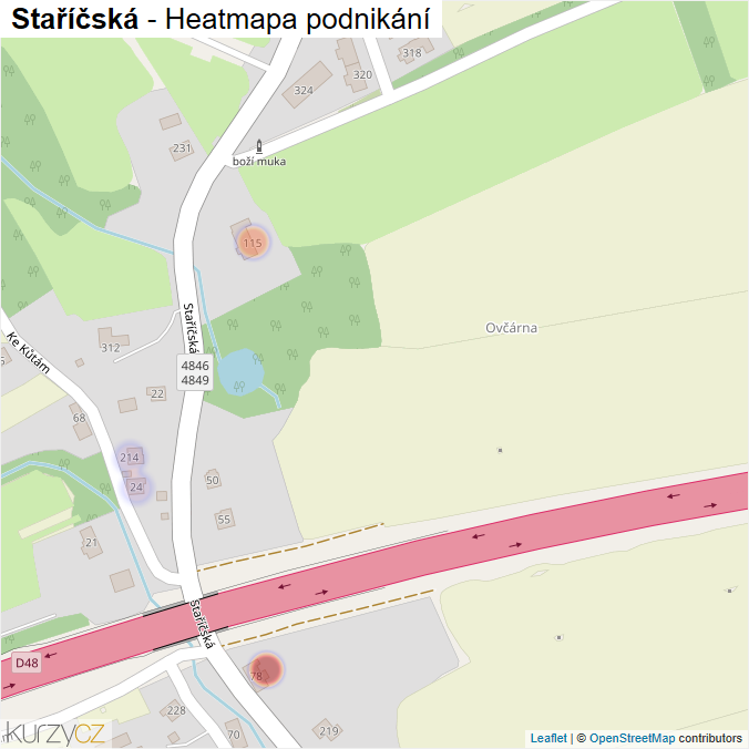 Mapa Staříčská - Firmy v ulici.