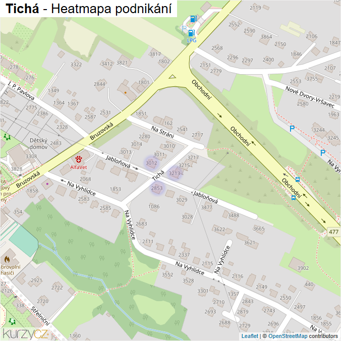 Mapa Tichá - Firmy v ulici.