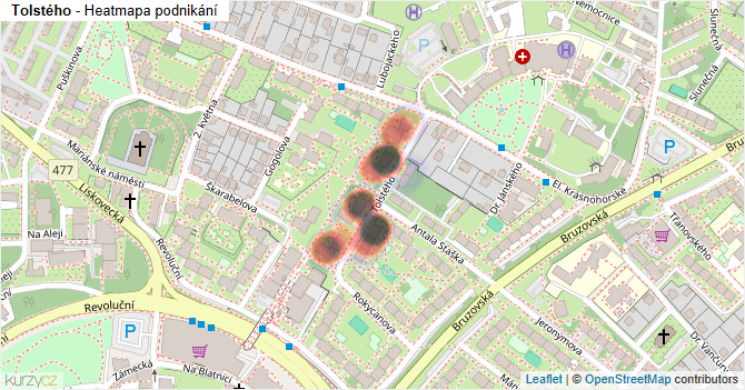 Tolstého - mapa podnikání