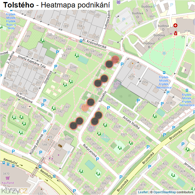 Mapa Tolstého - Firmy v ulici.