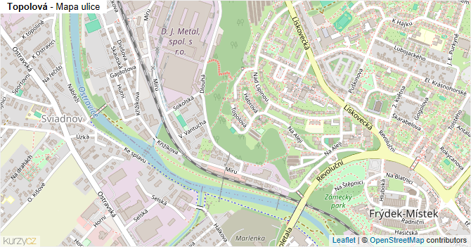 Topolová - mapa ulice