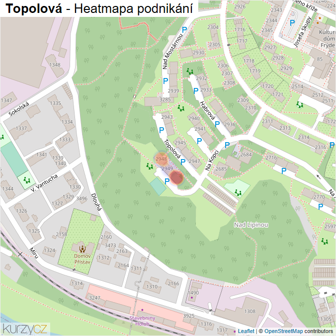 Mapa Topolová - Firmy v ulici.