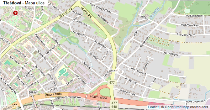 Třešňová - mapa ulice