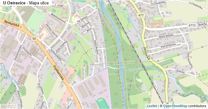 U Ostravice - mapa ulice