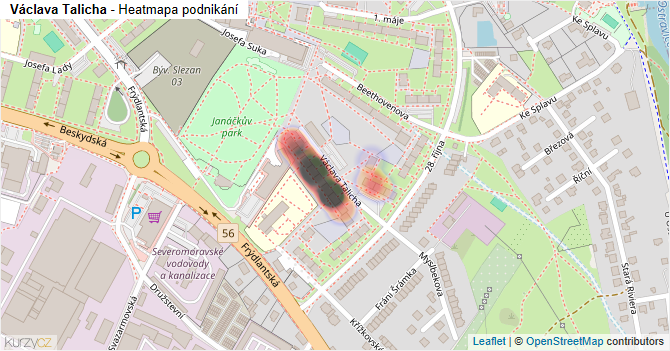 Václava Talicha - mapa podnikání