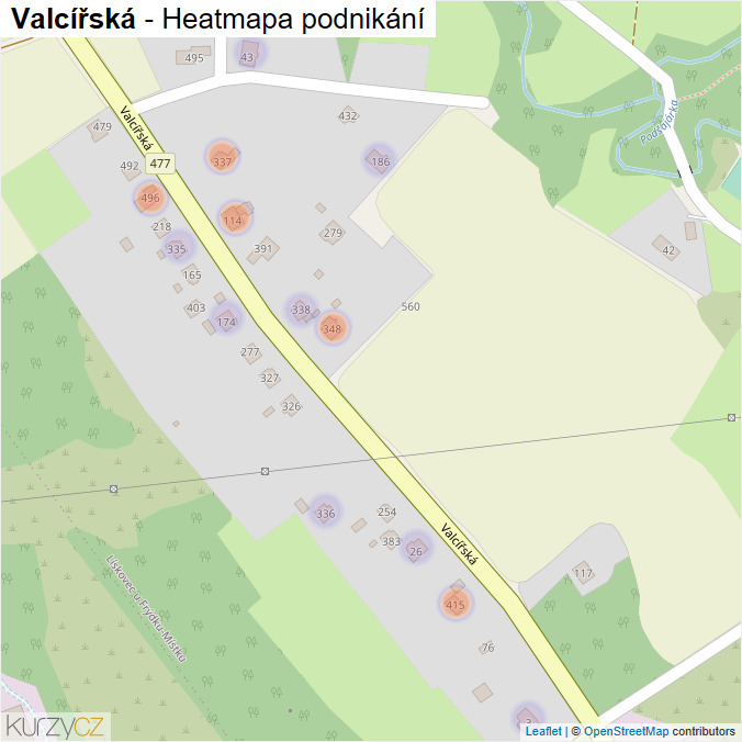 Mapa Valcířská - Firmy v ulici.