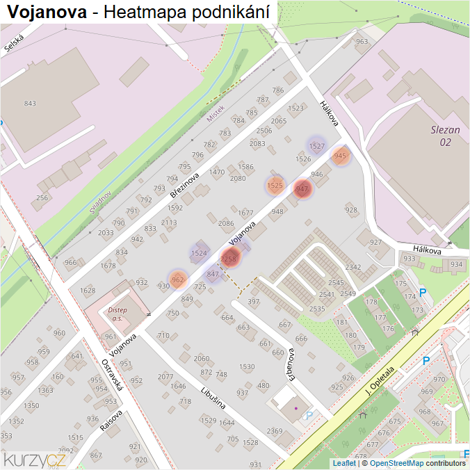 Mapa Vojanova - Firmy v ulici.