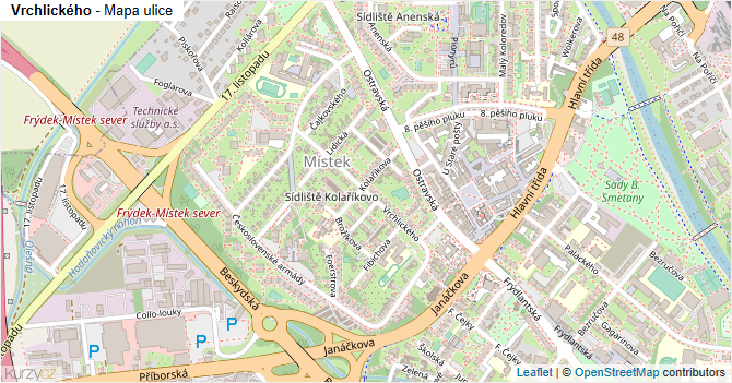 Vrchlického - mapa ulice