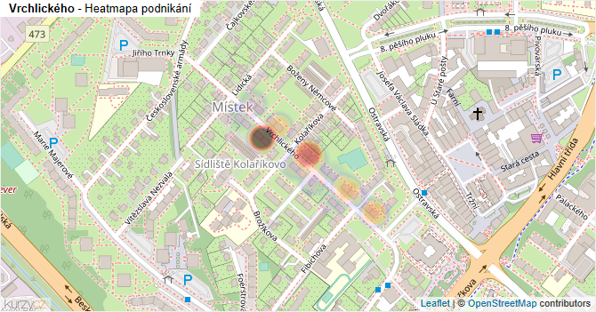 Vrchlického - mapa podnikání