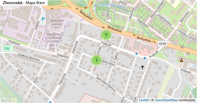 Zborovská - mapa firem
