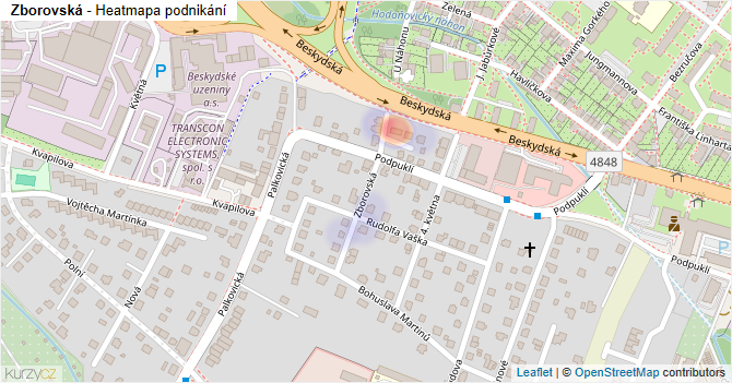 Zborovská - mapa podnikání