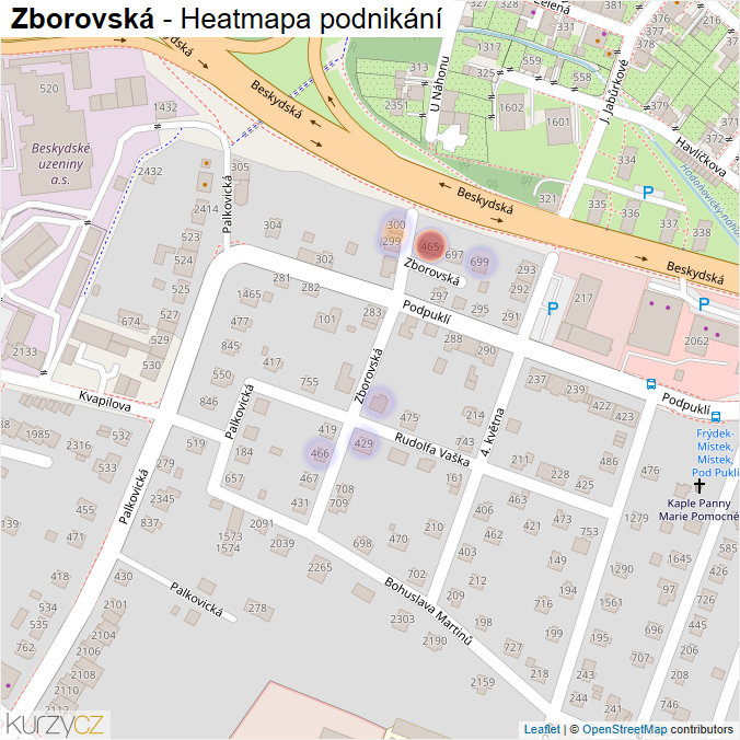 Mapa Zborovská - Firmy v ulici.