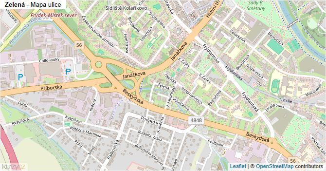 Zelená - mapa ulice