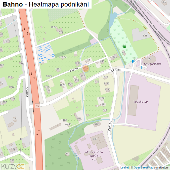 Mapa Bahno - Firmy v ulici.