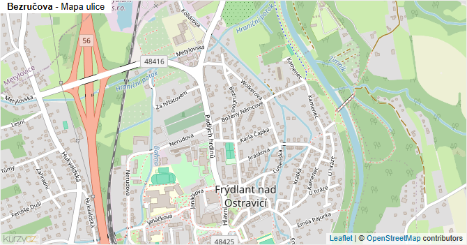 Bezručova - mapa ulice