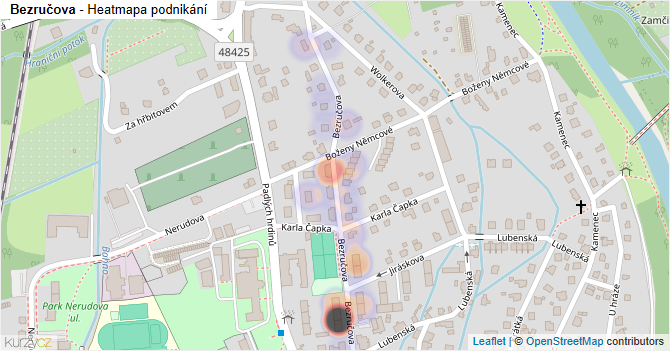 Bezručova - mapa podnikání