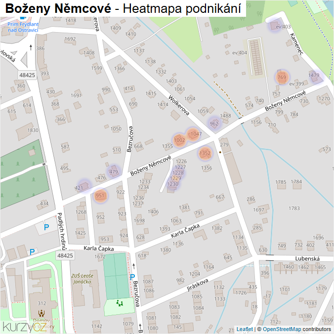 Mapa Boženy Němcové - Firmy v ulici.