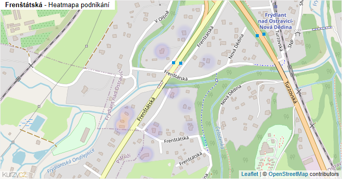 Frenštátská - mapa podnikání
