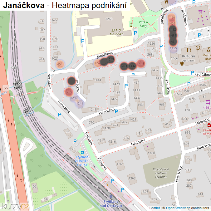 Mapa Janáčkova - Firmy v ulici.