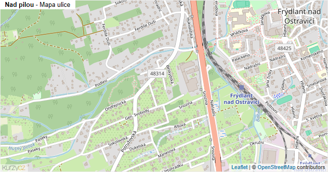 Nad pilou - mapa ulice