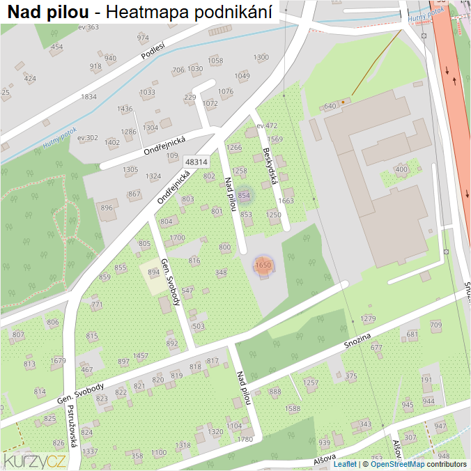 Mapa Nad pilou - Firmy v ulici.