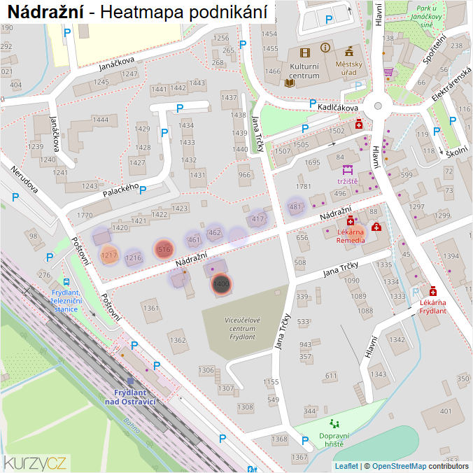 Mapa Nádražní - Firmy v ulici.