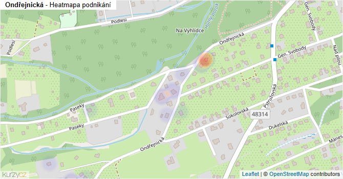 Ondřejnická - mapa podnikání