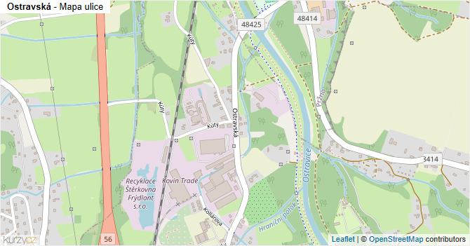 Ostravská - mapa ulice