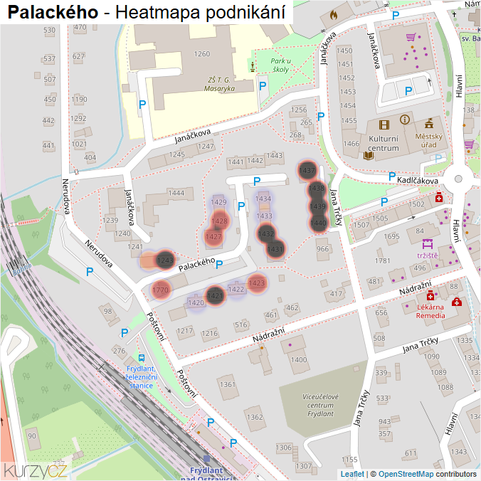 Mapa Palackého - Firmy v ulici.
