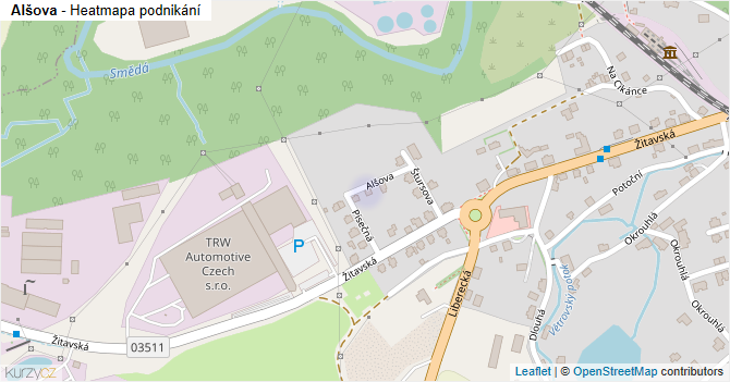 Alšova - mapa podnikání