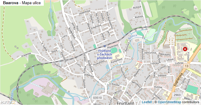 Baarova - mapa ulice